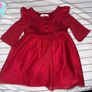 Elegant Scarlet Kids Dress with Ruffle Accents